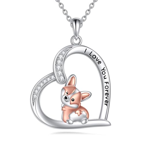 VONALA Corgi Halskette Sterling Silber Corgi Geschenke für Corgi Liebhaber Haustier Hundeschmuck für Mädchen Frauen von VONALA