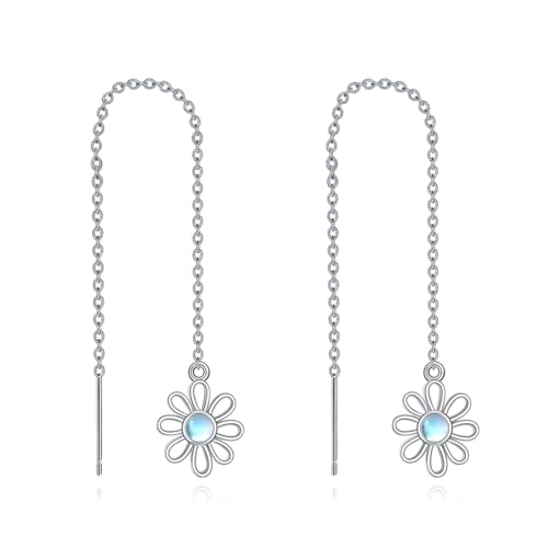 VONALA Daisy Moonstone Threader Ohrringe 925 Sterling Silber Blume Durch Lange Ketten Ohrringe Schmuck für Frauen VONALA Daisy Moonstone Threader Ohrringe 925 Sterling Silber Blume Durch Lange Ketten Ohrringe Schmuck für Frauen von VONALA