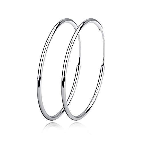 Creolen Ohrringe Damen Sterling Silber Huggie Kreolen Groß Rund Hängend Klapp-Creolen Ohrhänger für Frauen Mädchen Schmuck Durchmesser 20mm von VONALA