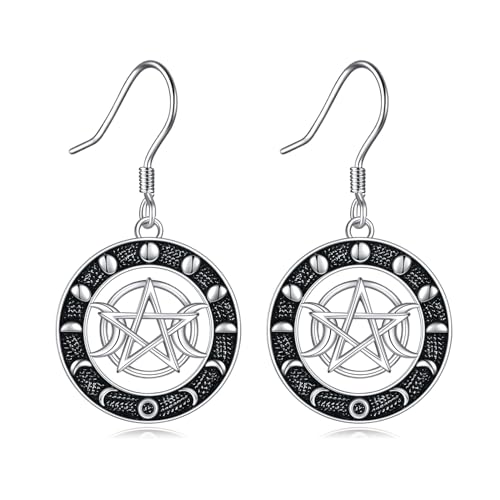 VONALA Dreimond-Ohrringe Sterlingsilber runde Mondphasen-Ohrringe heidnische Wicca-Hexe Schmuck für Frauen von VONALA