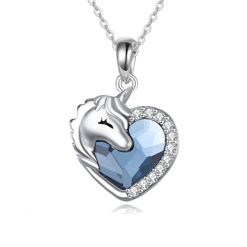 VONALA Einhorn Kette Mädchen Sterling Silber Herz Anhänger Halskette Einhorn Schmuck Geschenke Geburtstag Geschenke von VONALA