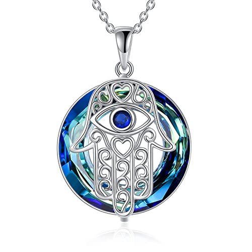 VONALA Evil Eye Hamsa Hand Halskette Sterling Silber Crytal Hand Anhänger Halskette für Frauen Mutter Geschenke Viel Glück Amulett Schmuck für Frauen von VONALA