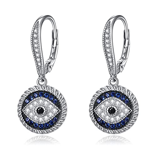 VONALA Evil Eye Ohrringe für Damen 925 Sterling Silber Blau Evil Eye Brisur Ohrringe Evil Eye Teardrop Dangle Ohrringe Evil Eye Jewellry Geschenke für Frauen Mädchen von VONALA