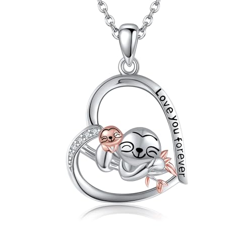 VONALA Faultier Halskette 925 Sterling Silber Faultier Anhänger Niedlicher Tierschmuck Faultier Eltern-Kind Halskette Muttertag Geschenk von VONALA