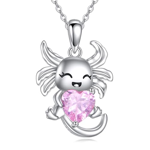 VONALA Axolotl Mädchen Kette 925 Sterling Silber Anhänger Halskette Schmuck Geburtstag Geschenk für Tochter (Axolotl) von VONALA
