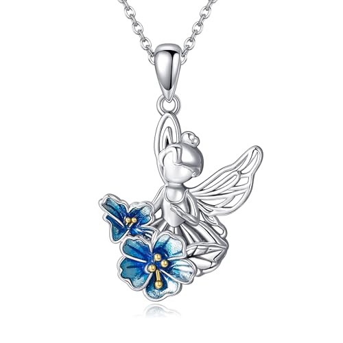 VONALA Feen Ketten für Damen 925 Sterling Silber Elfen Halskette Feen Anhänger Blumen Halskette Feen Schmuck von VONALA