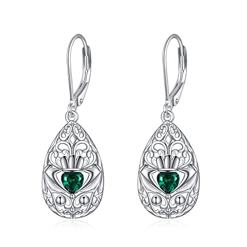 VONALA Filigrane Tropfen-Ohrringe aus Sterlingsilber Claddagh-Ohrringe für Frauen filigrane Brisur-Claddagh-Schmuck für Frauen Teenager Mädchen Geburtstagsgeschenk von VONALA