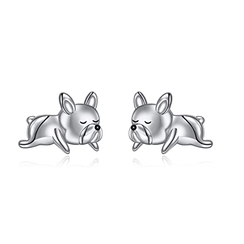 VONALA Französische Bulldogge Ohrringe, 925 Sterling Silber Tier Ohrstecker Schmuck für Damen Mädchen (Silber) VONALA Französische Bulldogge Ohrringe, 925 Sterling Silber Tier Ohrstecker Schmuck für Damen Mädchen (Silber) von VONALA