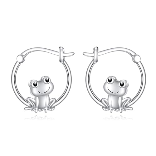 VONALA Frosch Creolen 925 Sterling Silber Tier Creolen Ohrringe für Damen Mädchen Töchter Kinder von VONALA