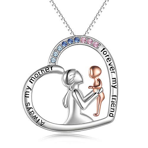 VONALA Mutter Kette Always My Mother Forever My Friend 925 Sterlingsilber Infinity Love Herz Anhänger Halskette Schmuck Geburtstag Geschenk von VONALA