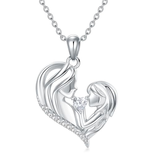VONALA Mutter Kette Geschenke für Mutter 925 Sterling Silber Mutter Tochter Liebe Anhänger Halskette Kette für Werdende Mütter von VONALA