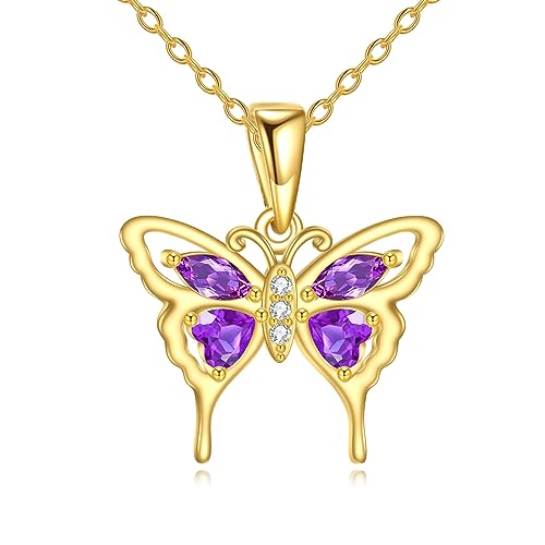 Schmetterling Halskette 14K Gold Sterling Silber lila Schmetterling Anhänger Schmuck Geburtstag Geschenke für Frauen Mädchen Schmetterling Halskette 14K Gold Sterling Silber lila Schmetterling Anhänger Schmuck Geburtstag Geschenke für Frauen Mädchen von VONALA