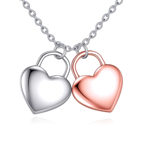 VONALA Halskette mit doppeltem Mini-Herzanhänger 925er Sterlingsilber süße Herzkette Schmuck Valentinstagsgeschenk für Frauen Mütter und Ehefrauen von VONALA