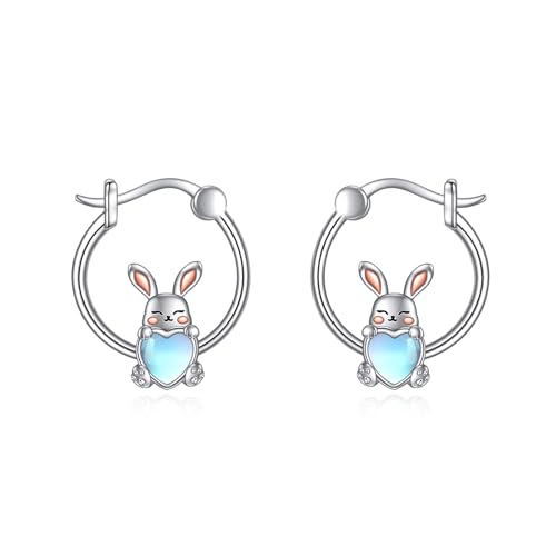 VONALA Hase Creolen Ohrringe 925 Sterling Silber Kaninchen Ohrringe Hypoallergener Tier Schmuck Geburtstag Geschenke für Damen Frauen Teenager Mädchen von VONALA