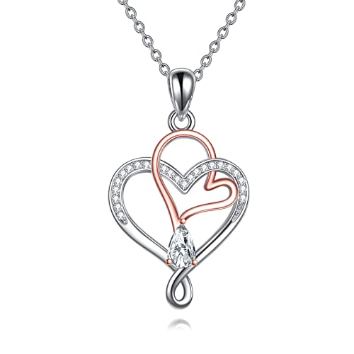 VONALA Herz Anhänger Halskette Sterling Silber Liebe Herz Halskette für Frauen Doppelherz Halskette Geburtstag Valentinstag Schmuck Geschenk für Mutter Freundinnen von VONALA