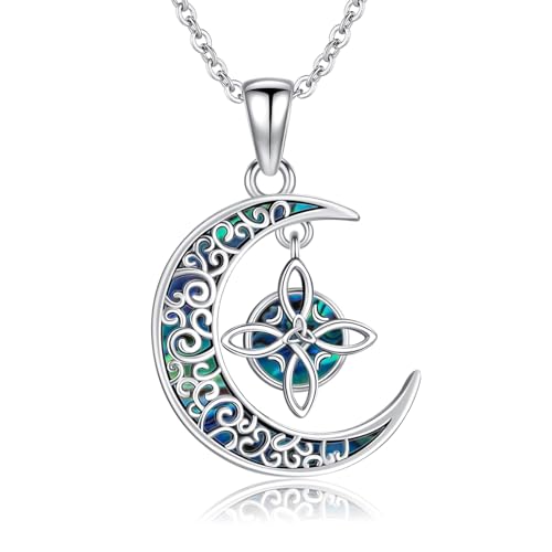 VONALA Hexenknoten-Halskette, Sterlingsilber, keltischer Triquetra-Dreifaltigkeitsknoten-Anhänger, Halskette, Glücksbringer, irischer filigraner Schmuck, Geschenke für Damen und Herren von VONALA