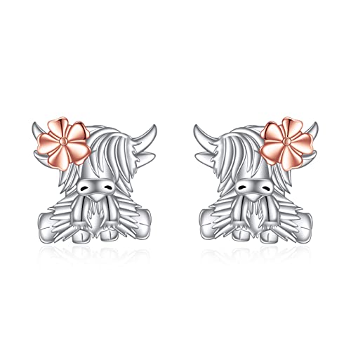 VONALA Hochland Kuh Ohrringe 925 Sterling Silber Kuh Ohrstecker Niedlich Tier Hypoallergen Schmuck GeschenkE für Damen Frauen Mädchen VONALA Hochland Kuh Ohrringe 925 Sterling Silber Kuh Ohrstecker Niedlich Tier Hypoallergen Schmuck GeschenkE für Damen Frauen Mädchen von VONALA