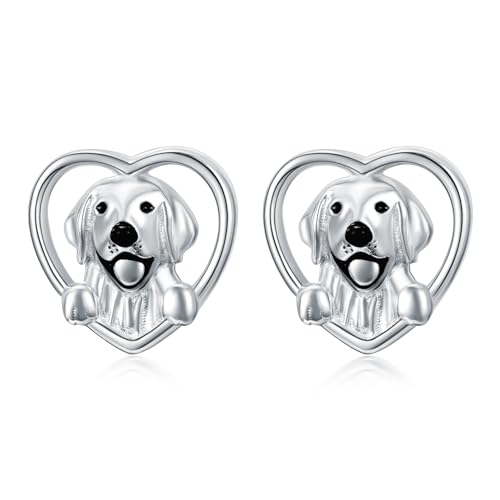 VONALA Hunde Ohrstecker 925 Sterling Silber Labrador Retriever Ohrringe Welpen Ohrstecker niedlicher Tier Schmuck Geschenke für Damen Frauen Mädchen von VONALA