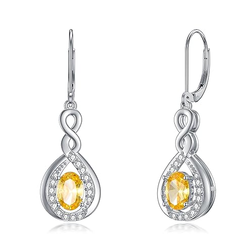 VONALA Infinity Citrin Hängende Ohrringe Damen Silber 925 Citrin Unendlichkeit Ohrringe Hängende Citrin Schmuck Geschenk für Freundin Mutter Tochter Schwester VONALA Infinity Citrin Hängende Ohrringe Damen Silber 925 Citrin Unendlichkeit Ohrringe Hängende Citrin Schmuck Geschenk für Freundin Mutter Tochter Schwester von VONALA