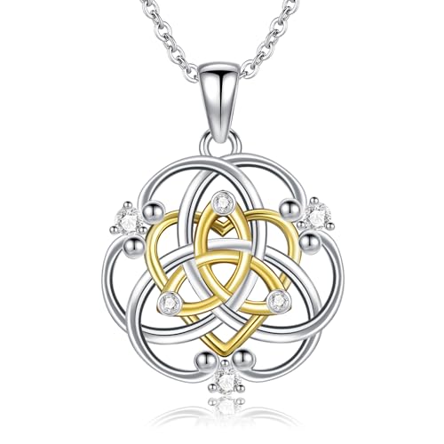 VONALA Irische keltische Triquetra-Halskette für Damen, Sterlingsilber, keltischer Dreifaltigkeitsknoten-Anhänger, Halskette, irischer Schmuck, Geschenke für Mädchen, Mutter, Ehefrau, Freundin von VONALA