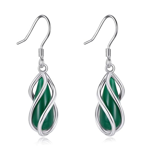 VONALA Jade Ohrringe für Damen Sterling Silber Teardrop Jade Ohrringe Dangle Drop Ohrringe Jade Schmuck Geschenke von VONALA