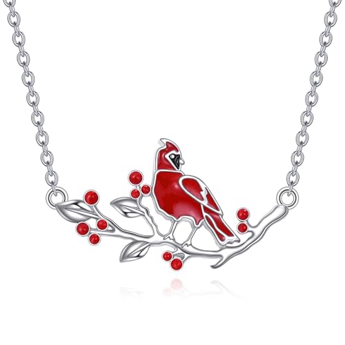 VONALA Kardinal Halskette für Frauen Sterling Silber Red Cardinal Anhänger Wenn Kardinäle erscheinen Engel sind in der Nähe Halskette Schmuck von VONALA