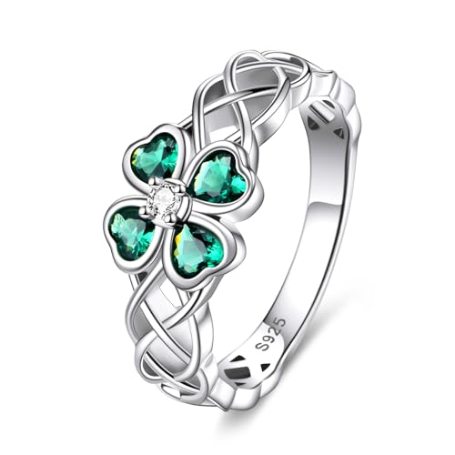 VONALA Vierblättriges Kleeblatt Ring 925 Sterling Silber Irischer Ringe Keltischer Schmuck Geschenke für Frauen Mädchen VONALA Vierblättriges Kleeblatt Ring 925 Sterling Silber Irischer Ringe Keltischer Schmuck Geschenke für Frauen Mädchen von VONALA