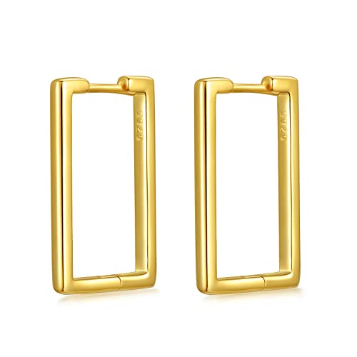 VONALA Gold Rechteckige Creolen Ohrringe Damen Silber 925, Quadratische Huggie Hoop Creolen Geometrischer Rechteck Schmuck Geschenk für Frauen Mädchen von VONALA