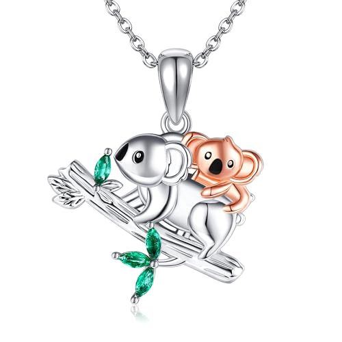 VONALA Koala Halskette 925 Sterling Silber Koala Anhänger Halskette Koala Geschenke Koala Bär Tierschmuck für Frauen Mädchen Mutter Tochter Ehefrau von VONALA