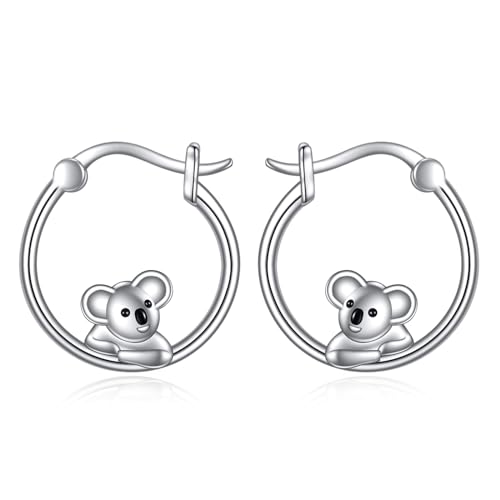 VONALA Koala Creolen 925 Sterling Silber Knorpel Huggie Ohrringe Tier Schmuck Geschenk für Frauen Mädchen von VONALA