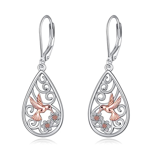 VONALA Kolibri Hängend Ohrringe Sterling Silber, Filigrane Ohrringe Schmuck Geschenke für Damen und Mädchen von VONALA