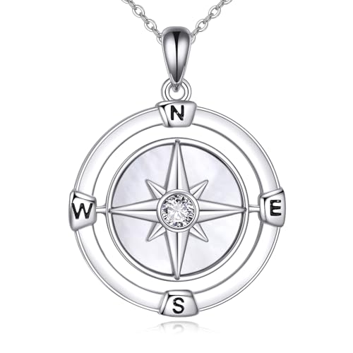 VONALA Kompass Halskette 925 Sterling Silber Drehbar Graduierung Freundschaft Talisman Reise Halskette Inspirierende Abschlussgeschenk Schmuck Geschenke für Frauen Mädchen von VONALA