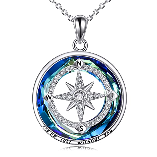 VONALA Kompass-Halskette für Damen Sterlingsilber Ocean Compass Pendant Halskette I Will Be Lost Without You Freundschaft Talisman Reisen Inspirierend Graduierung Schmuck Geschenke für Frauen von VONALA