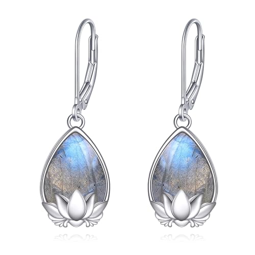 VONALA Labradorit Lotus Ohrringe Silber 925 Hängend, Lotus Blume Labradorit Hängeohrringe für Frau Mutter Schwester VONALA Labradorit Lotus Ohrringe Silber 925 Hängend, Lotus Blume Labradorit Hängeohrringe für Frau Mutter Schwester von VONALA