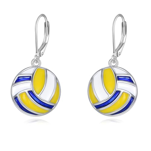 VONALA Volleyball Ohrringe aus 925 Sterling Silber Hypoallergen Schmuck für Sportmütter Geschenke für Frauen Spieler Liebhaber(Volleyball) von VONALA