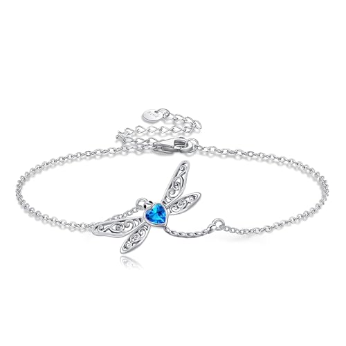 VONALA Libellen Armband925 Sterling Silber Baum des Lebens Armband Mondstein Armband Armband Geschenke für Frauen von VONALA