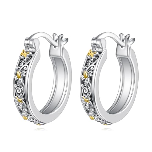 VONALA Lilie Filigrane Ohrringe für Frauen 925 Sterling Silber Lilie Blume Ohrringe Kleine Huggie Ohrringe Blumenschmuck von VONALA