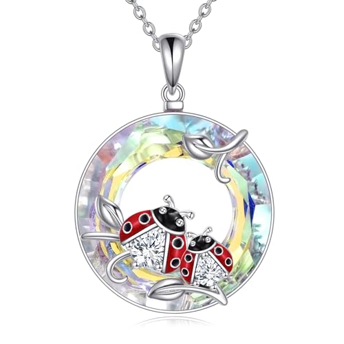 VONALA Marienkäfer Halskette Sterling Silber Kristall Marienkäfer Anhänger Marienkäfer Schmuck Geschenke für Frauen Mutter Tochter Ehefrau von VONALA