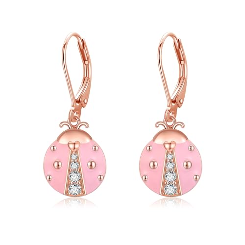 VONALA Marienkäfer Ohrringe für Damen Sterling Silber Miraculous Ladybug Leverback Ohrringe Drop Dangle Marienkäfer Schmuck für Mädchen Cubic-Zirconia VONALA Marienkäfer Ohrringe für Damen Sterling Silber Miraculous Ladybug Leverback Ohrringe Drop Dangle Marienkäfer Schmuck für Mädchen Cubic-Zirconia von VONALA