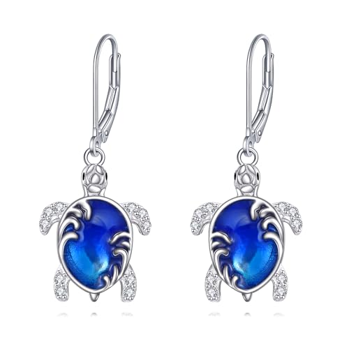 VONALA Meeresschildkröte Ohrringe Damen 925 Sterling Silber Blaue Schildkröte Hängeohrringe Ozean-inspirierter Schmuck Geschenk für Frauen von VONALA
