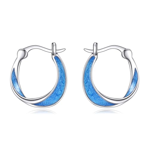 VONALA Möbius Loop Damenohrringe aus Sterling Silber, blaue Farbverlauf Ohrringe für Mädchen, sicheres Silber hypoallergen, kleine Ohrringe, Geschenk für Geburtstag von VONALA