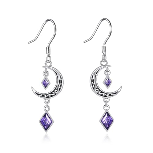 VONALA Mond-Filigran-Ohrringe 925er Sterlingsilber Amethyst-Ohrhänger Lila Ohrhänger Mond-Schmuck Geschenke für Frauen von VONALA
