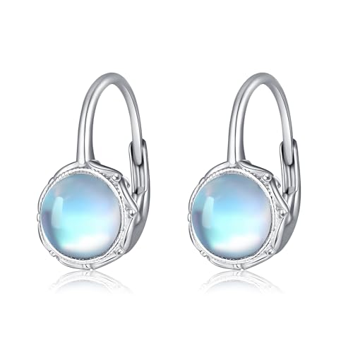 VONALA Mondstein Leverback Ohrringe 925 Sterling Silber Filigran Leverback Drop Ohrringe Mondstein Schmuck Geschenke für Damen Mädchen von VONALA