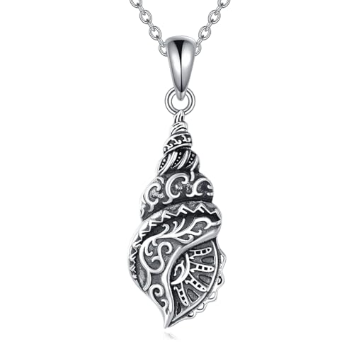 VONALA Muschel-Halskette 925er Sterlingsilber Vintage-Halskette mit Muschelanhänger Strand-Halskette Ozean-Schmuck Geburtstagsgeschenke für Frauen von VONALA