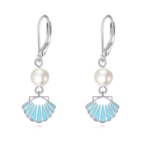 VONALA Muschel-Ohrringe, Sterlingsilber, Perlenohrringe für Damen, Perlenohrringe, Schmuck von VONALA