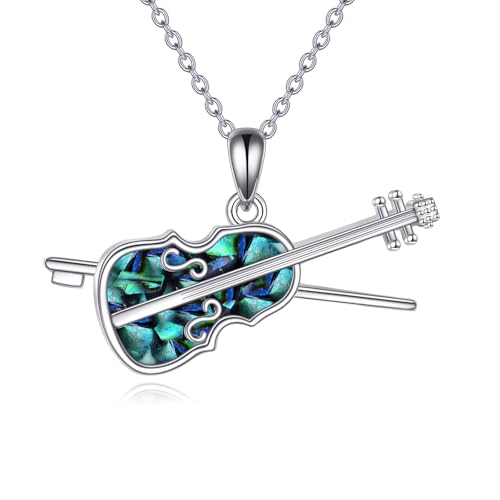 Musik Halskette 925 Sterling Silber Abalone Shell Violine Anhänger Halskette Musik Geige Schmuck Geschenke für Ladies Damen von VONALA