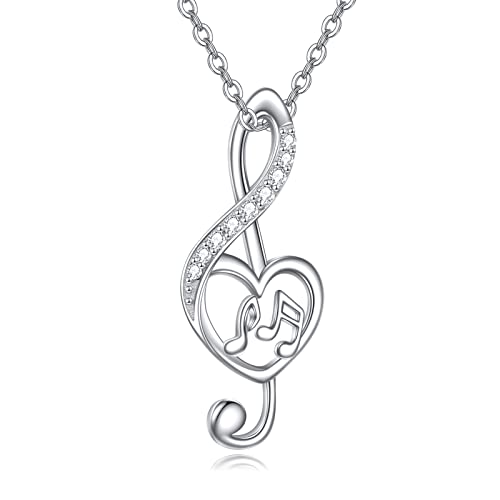 VONALA Musik Halskette 925 Sterling Silber Musik Note Anhänger Halskette Cubic Zirkonia Musik Schmuck Geschenk für Damen Frauen Mädchen von VONALA