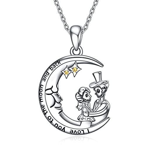 VONALA Nightmare Halsketten 925 Sterling Silber Ich liebe dich zum Mond und Rückenschmuck für Frauen Albtraum vor Weihnachten von VONALA