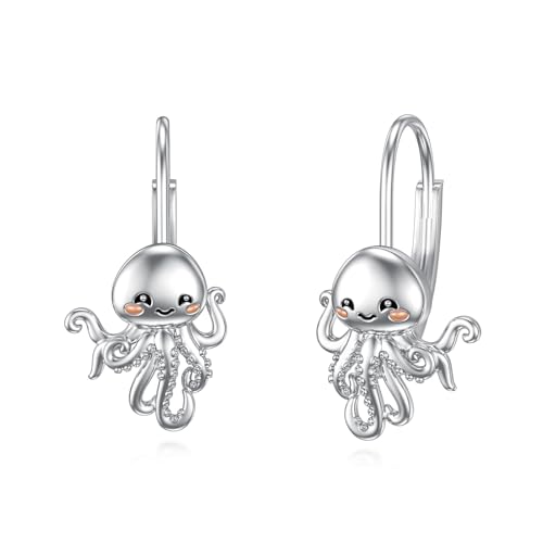 VONALA Octopus Ohrringe 925 Sterling Silber Tentakel Ozean Leverback Ohrringe Nautischer Schmuck Geschenke für Frauen Mädchen von VONALA