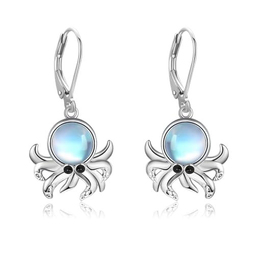 VONALA Oktopus Ohrringe für Damen 925 Sterling Silber Oktopus Leverback Ohrringe Dangle Drop Oktopus Tentakel Schmuck Ozean Geschenke von VONALA